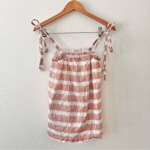 Brooke Wright Texas Burnt Orange Striped Shoulder Tie Tank Sz XS/SM